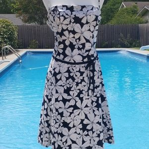New york and company black and white sun dress